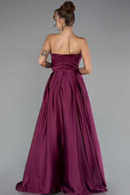 Abschlusskleid Lang Satin Kirschrot ABU5105