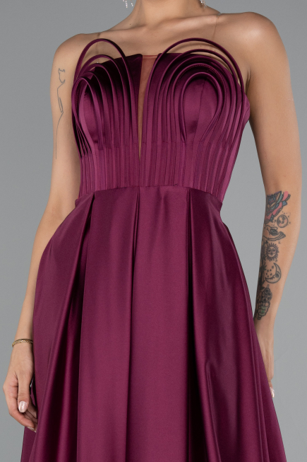 Abschlusskleid Lang Satin Kirschrot ABU5105
