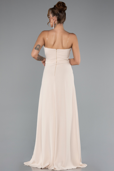 Abschlusskleid Lang Chiffon Beige ABU5108