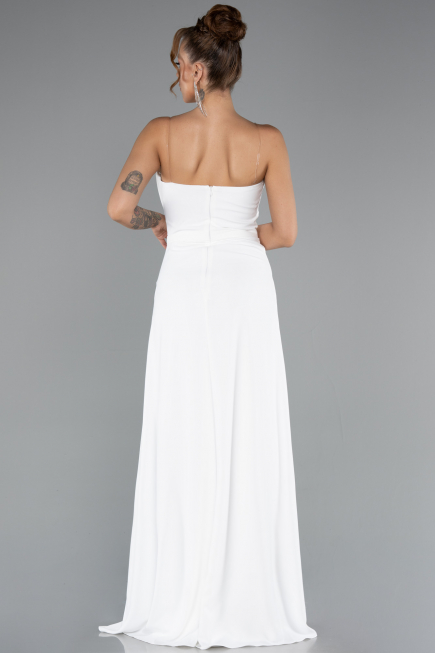 Abschlusskleid Lang Chiffon Weiß ABU5108