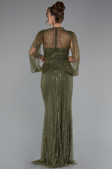 Khaki Abendkleid Lang ABU3981