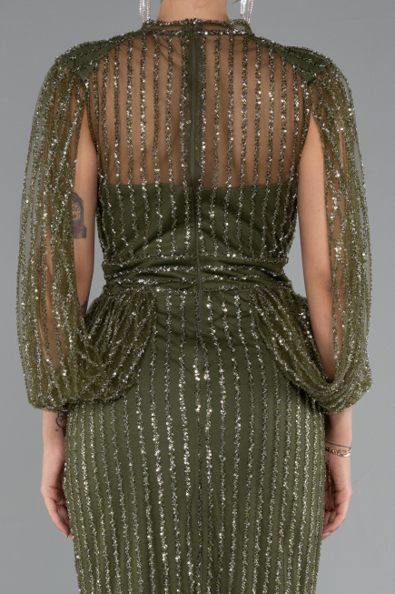 Khaki Abendkleid Lang ABU3981