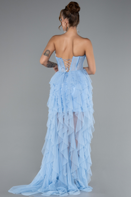 Eisblau Standesamtkleid Lang ABU5071