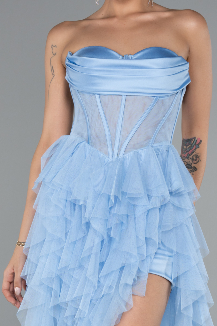 Eisblau Standesamtkleid Lang ABU5071