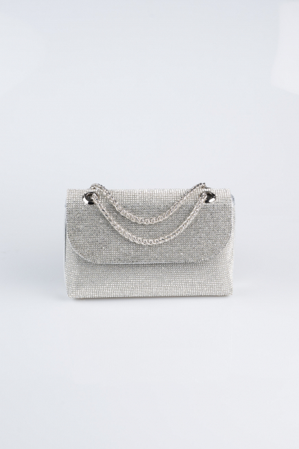 Abendtasche Verputz Silber V934
