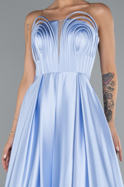 Abschlusskleid Lang Satin Eisblau ABU5105