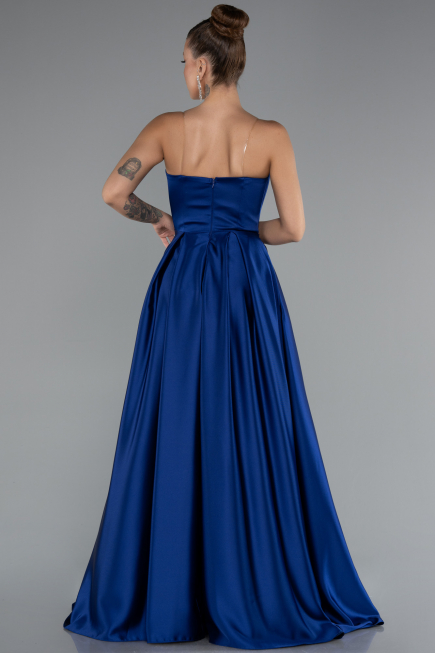 Abschlusskleid Lang Satin Sächsischblau ABU5105