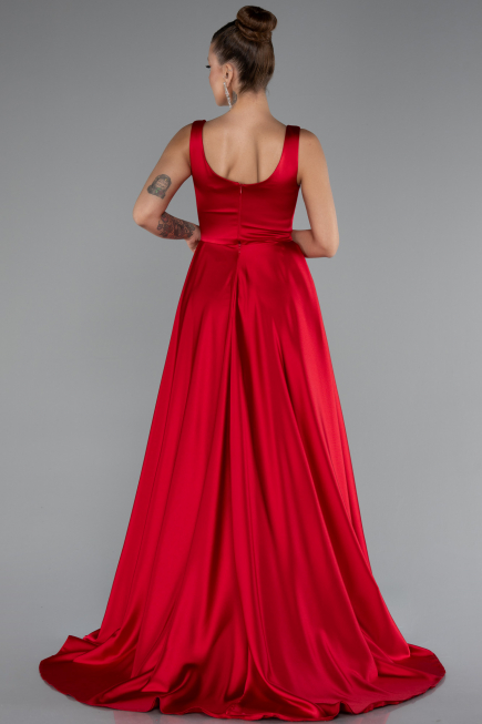 Rot Abendkleid Satin Lang ABU4715