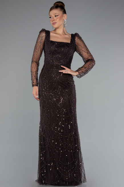Dunkelbraun Abendkleid Lang ABU4603