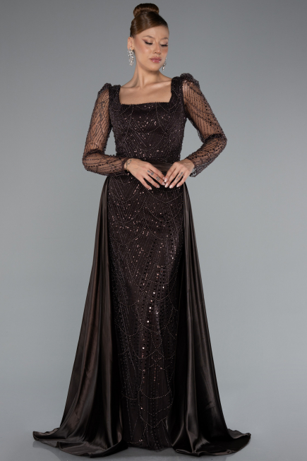 Dunkelbraun Abendkleid Lang ABU4603