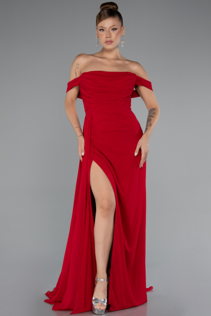 Rot Abendkleid Chiffon Lang ABU4925