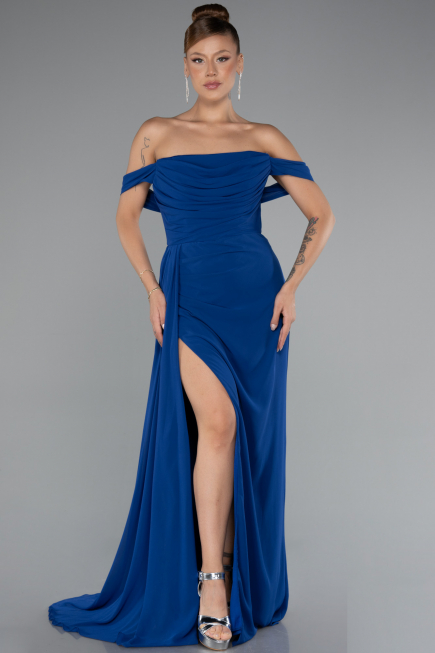 Sächsischblau Abendkleid Chiffon Lang ABU4925