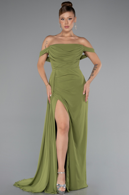 Öl Grün Abendkleid Chiffon Lang ABU4925