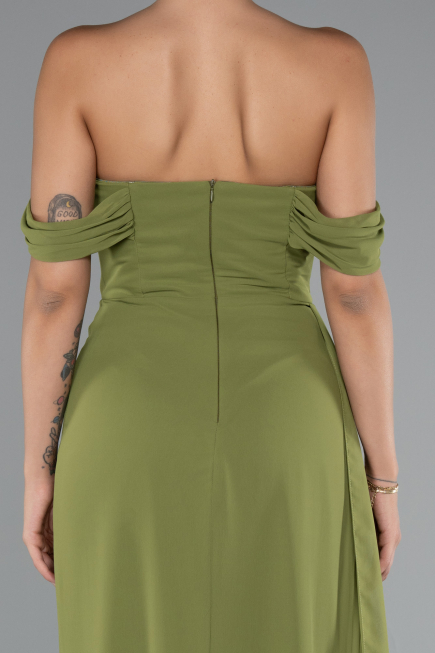Öl Grün Abendkleid Chiffon Lang ABU4925