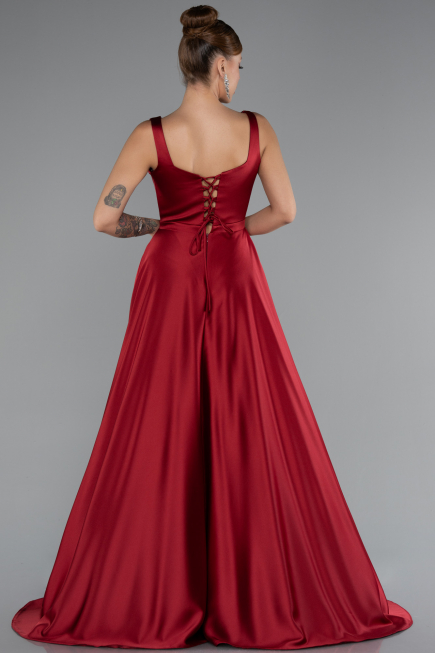 Abendkleid Lang Satin Weinrot ABU5136