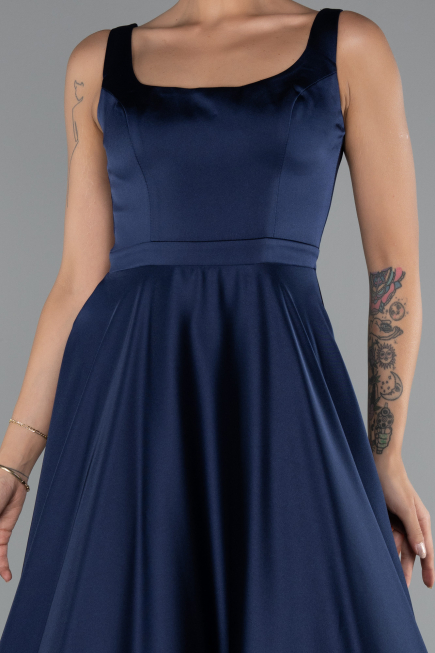 Abendkleid Lang Satin Marineblau ABU5136
