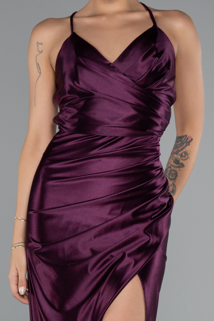 Kirschrot Abschlusskleid Satin Lang ABU2800