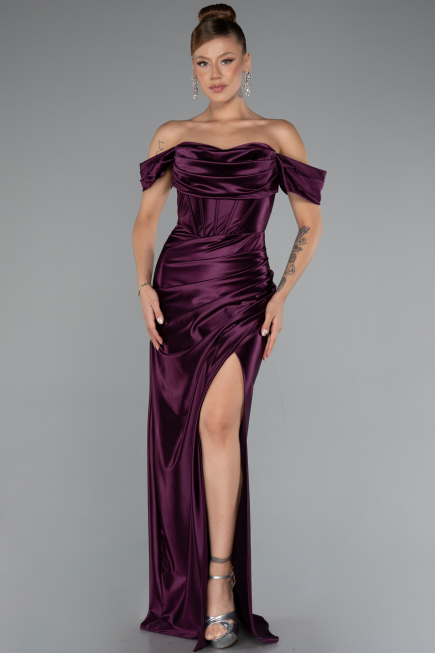 Pflaume Abendkleid Lang ABU3611