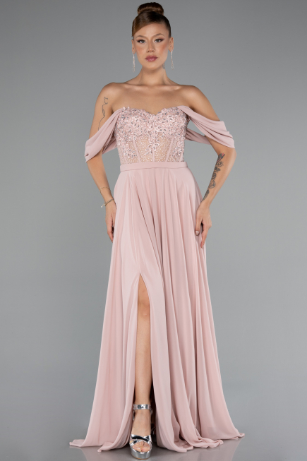 Puder Abendkleid Chiffon Lang ABU3310