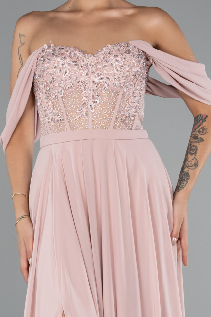 Puder Abendkleid Chiffon Lang ABU3310
