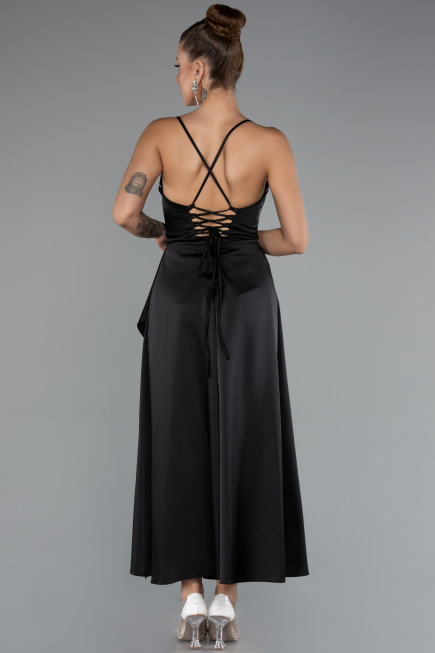 Partykleid Midi Satin Schwarz ABK1586