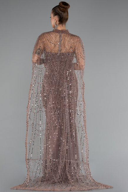 Abendkleid Lang Perlenbesetzt Kupfer ABU5141