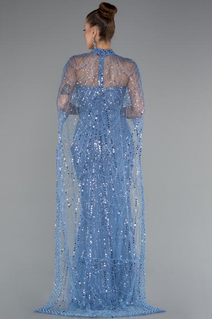 Abendkleid Lang Perlenbesetzt Indigo ABU5141