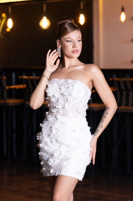 Hochzeitskleider Mini Weiß ABG130
