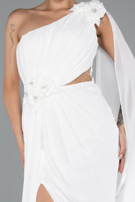 Standesamtkleid Lang Chiffon Weiß ABU5144