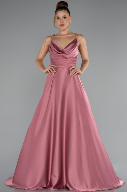 Abschlusskleid Lang Satin Altrosa ABU5146