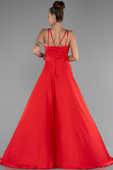 Abschlusskleid Lang Satin Rot ABU5146