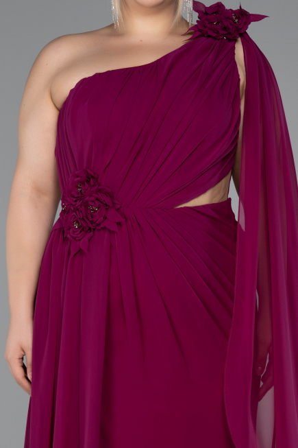 Kleider in Großen Größen Lang Chiffon Pflaume ABU5145