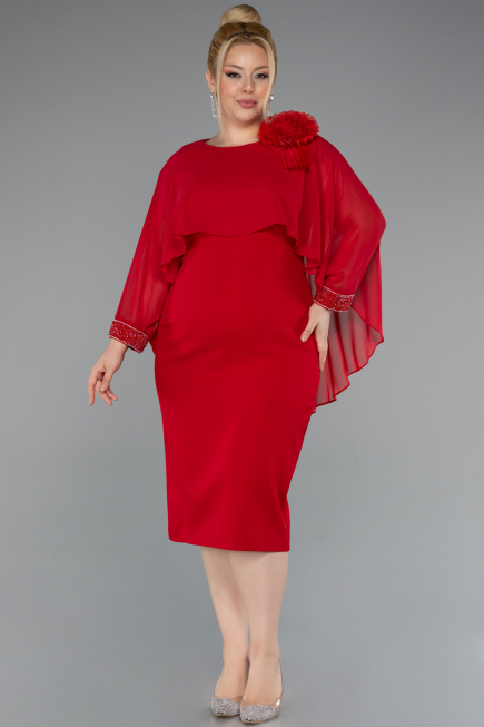Partykleid in Übergröße Midi Rot ABK2383