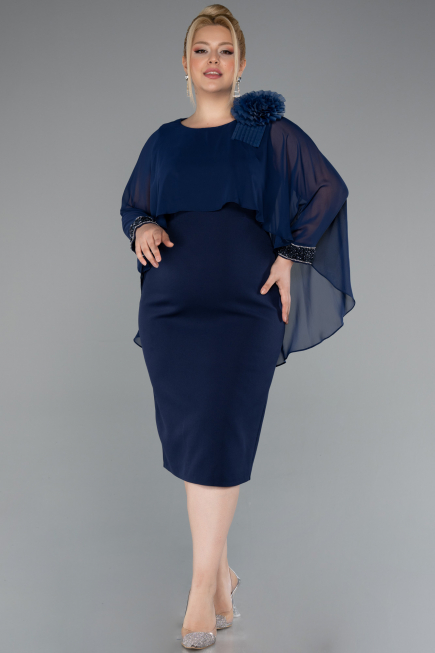 Partykleid in Übergröße Midi Marineblau ABK2383