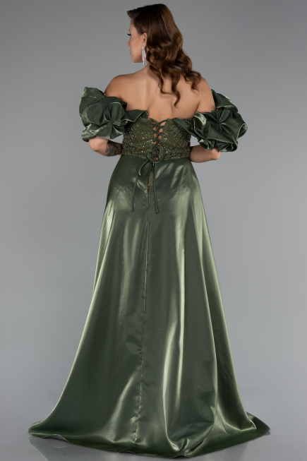 Abendkleid Lang Perlenbesetzt Khaki ABU5154