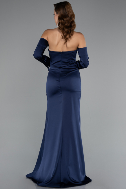 Abendkleid Lang Satin Marineblau ABU5168