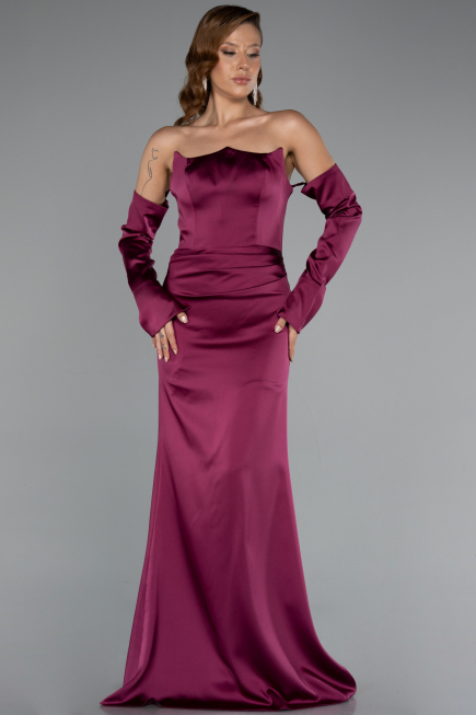 Abendkleid Lang Satin Pflaume ABU5168