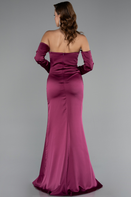 Abendkleid Lang Satin Pflaume ABU5168