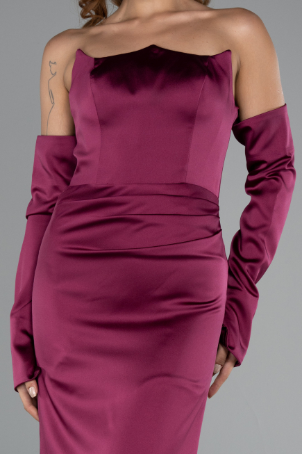 Abendkleid Lang Satin Pflaume ABU5168