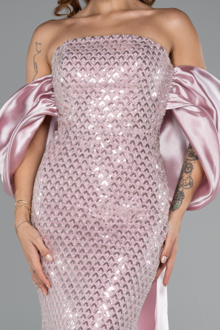 Abendkleid Lang Perlenbesetzt Puder ABU5169