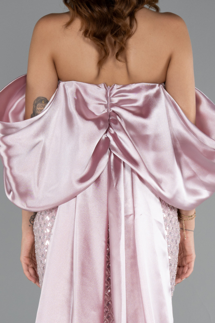 Abendkleid Lang Perlenbesetzt Puder ABU5169