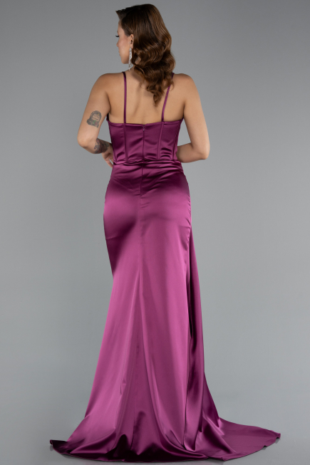 Abschlusskleid Lang Satin Pflaume ABU5171