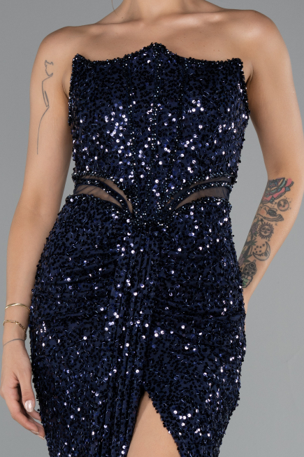 Abendkleid Lang Marineblau ABU5185