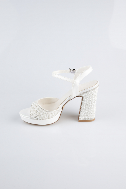 Party-Schuhe Perlenbesetzt Weiß AB1154