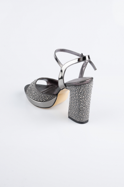 Party-Schuhe Perlenbesetzt Platin AB1154