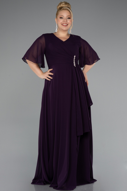 Abendgarderobe in Großen Größen Lang Chiffon Violette ABU5180