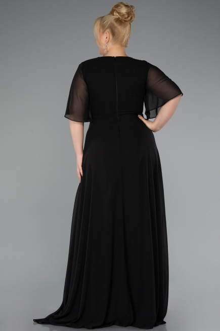 Abendgarderobe in Großen Größen Lang Chiffon Schwarz ABU5180