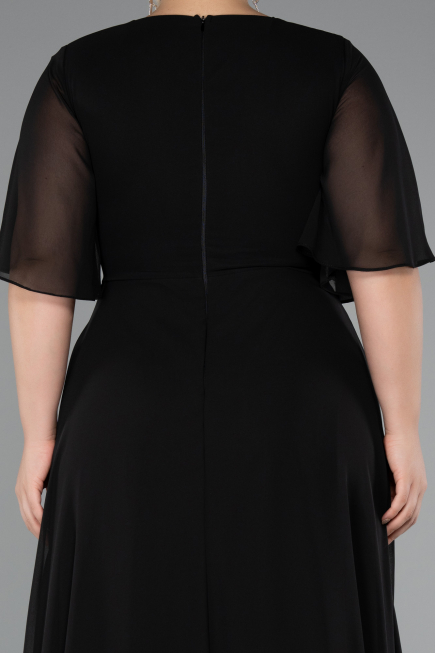 Abendgarderobe in Großen Größen Lang Chiffon Schwarz ABU5180