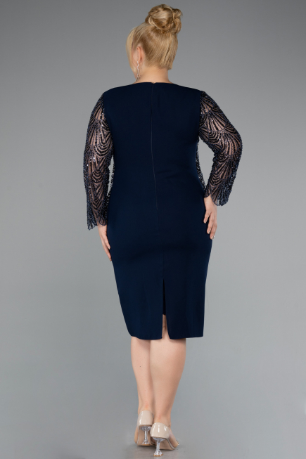 Abendkleid in Übergröße Midi Marineblau ABK2417