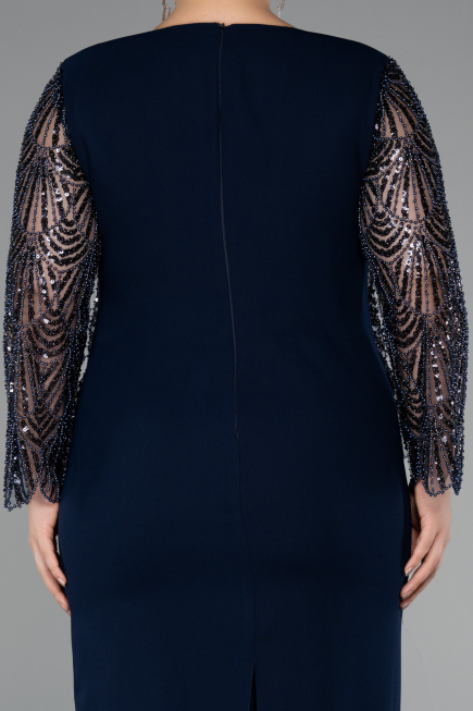 Abendkleid in Übergröße Midi Marineblau ABK2417